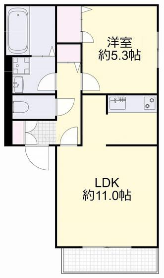 レジデンスB(1LDK/1階)の間取り写真