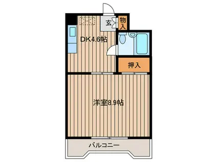 山水ビルサンスィートヴィラ(1DK/5階)の間取り写真