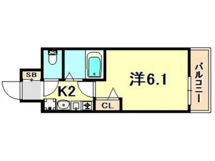 エステムコート神戸西II(1K/2階)の間取り写真