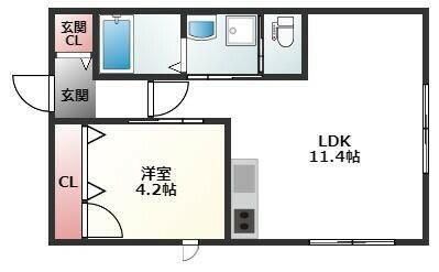 コンフォート K(1LDK/2階)の間取り写真