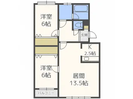 橋本マンション(2LDK/2階)の間取り写真
