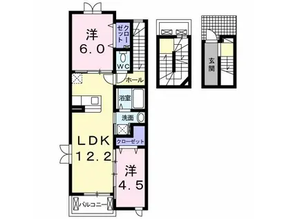 クレイン21(2LDK/3階)の間取り写真