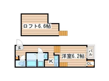 ハーモニーテラス長町V(1K/1階)の間取り写真