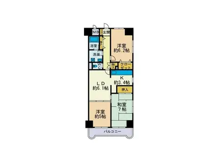 メゾン・デ・ヴィレ(3LDK/1階)の間取り写真