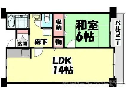 佐野湊団地(1LDK/10階)の間取り写真
