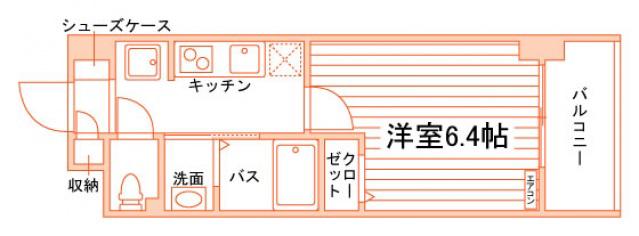 アスミール伊都(1K/4階)の間取り写真