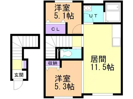 SUNCOAT TOMITA(2LDK/2階)の間取り写真