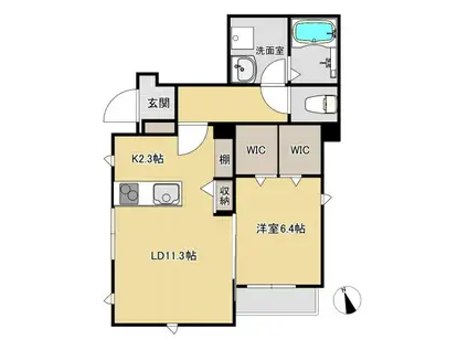 イースト BLUE 四ツ谷(1LDK/1階)の間取り写真