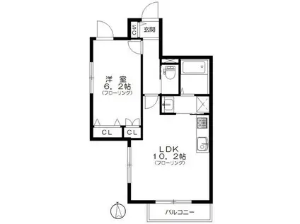 メゾン ボーテ(1LDK/3階)の間取り写真