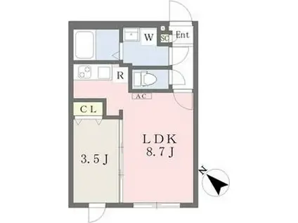 QUADOR新瑞橋(1LDK/3階)の間取り写真