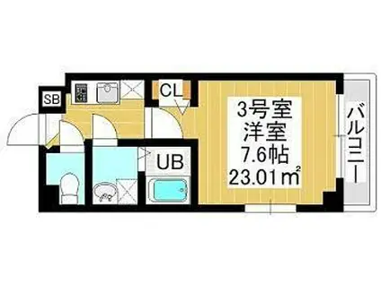 ブルックリンズ西千葉(1K/2階)の間取り写真