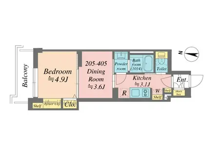 GRANDE SHAKUJIIDAI(1DK/2階)の間取り写真