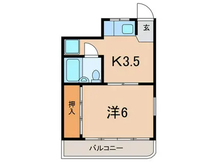 ナルディス桜井(1K/4階)の間取り写真