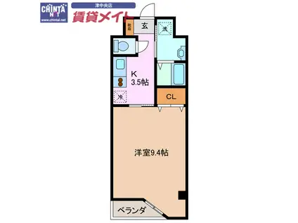 ルラシオン江戸橋(1K/3階)の間取り写真