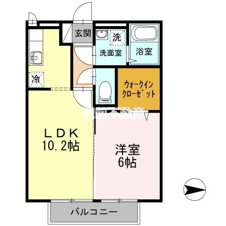 ガーデンヒルズ荒木(1LDK/2階)の間取り写真