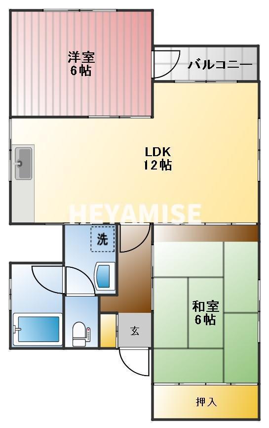 富士ハイツ(2LDK/4階)の間取り写真