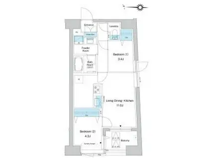 プレディアコート清澄白河(2LDK/5階)の間取り写真