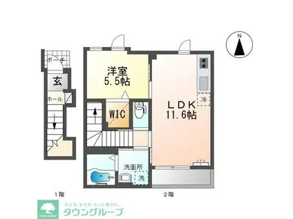 カーサ・ジラソーレ(1LDK/2階)の間取り写真