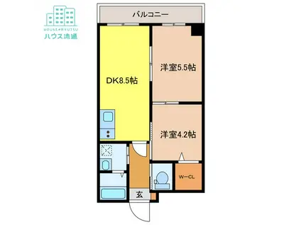 クレインポート出雲(2DK/1階)の間取り写真