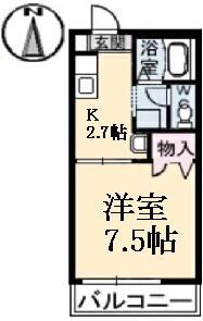 コロニーK C棟(1K/2階)の間取り写真