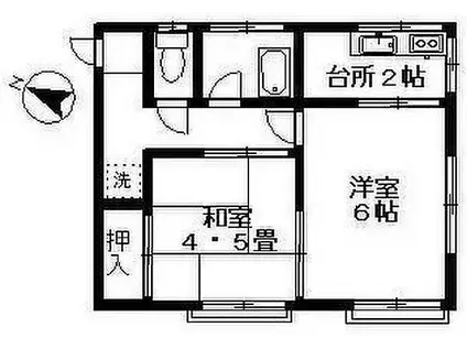 テラス西調布(2K/2階)の間取り写真