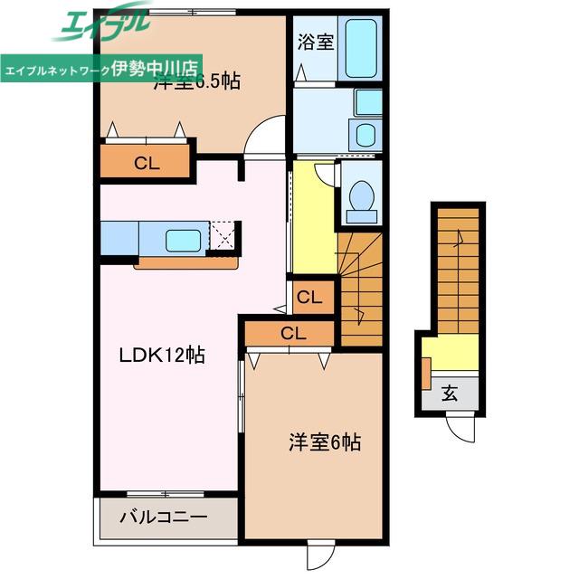 ユートピア ナミ(2LDK/2階)の間取り写真