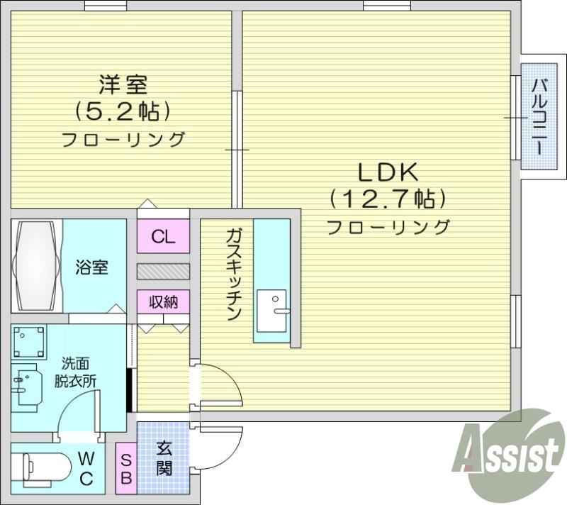 コーポ友里(1LDK/2階)の間取り写真
