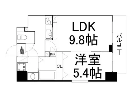 ラムール玉造アーバネックス(1LDK/4階)の間取り写真