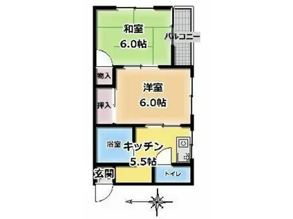 サンコーポ(2K/2階)の間取り写真