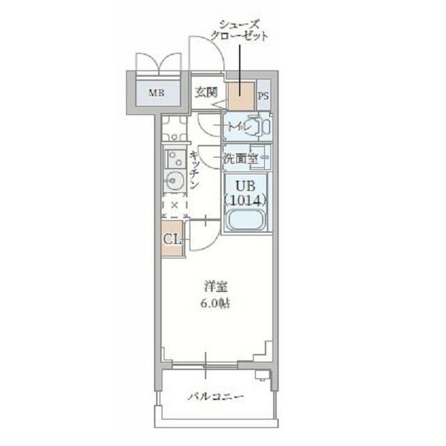 プランドール新北野(1K/7階)の間取り写真