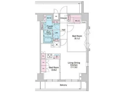 コンフォリア世田谷上馬(2LDK/9階)の間取り写真