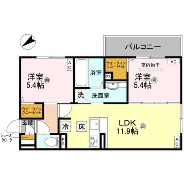 D-ROOM平井C棟(2LDK/1階)の間取り写真