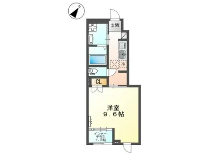 カーサ・グレイス(1K/1階)の間取り写真