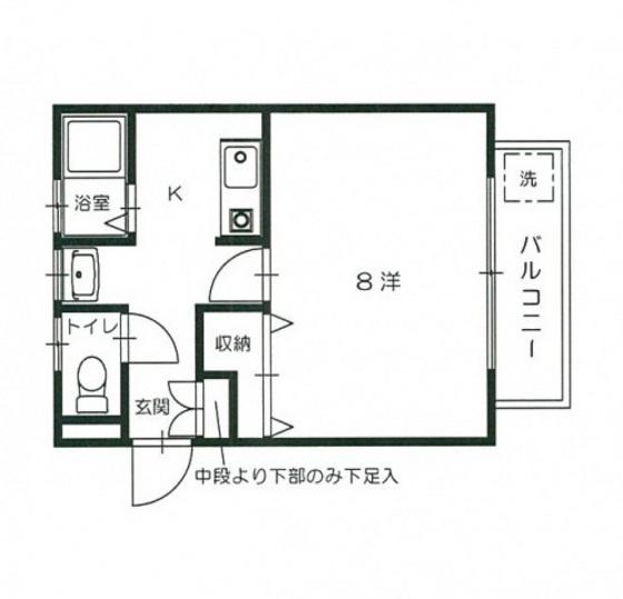 サファイアハイツ(1K/2階)の間取り写真