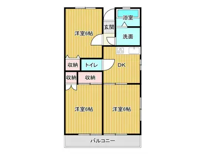 USKコーポ(3K/2階)の間取り写真