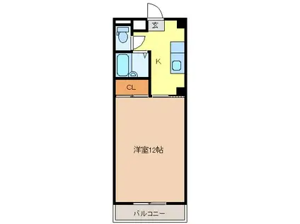 サンルート若里(1K/1階)の間取り写真