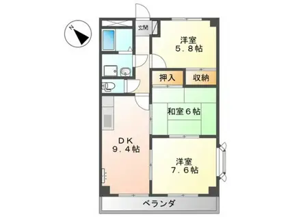 メイプルハウス(3LDK/2階)の間取り写真