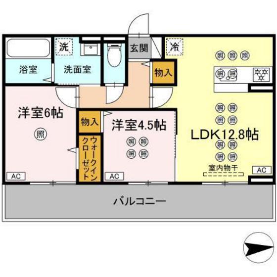 トリシア上中野(2LDK/3階)の間取り写真