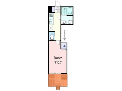 クリスタルハイツ鷹の台 PART-II(1K/1階)の間取り写真