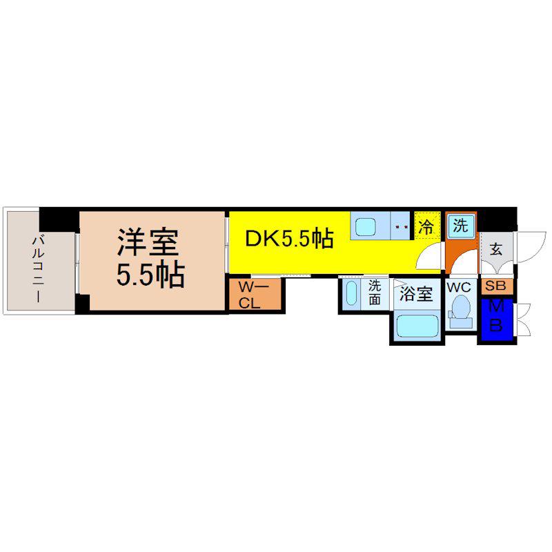 エステムコート名古屋平安通クチュール(1DK/13階)の間取り写真