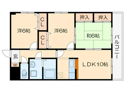 サンシャイン佐野II(3LDK/3階)の間取り写真