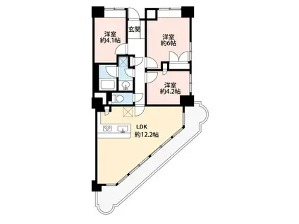 スカイライズタワー(3LDK/29階)の間取り写真