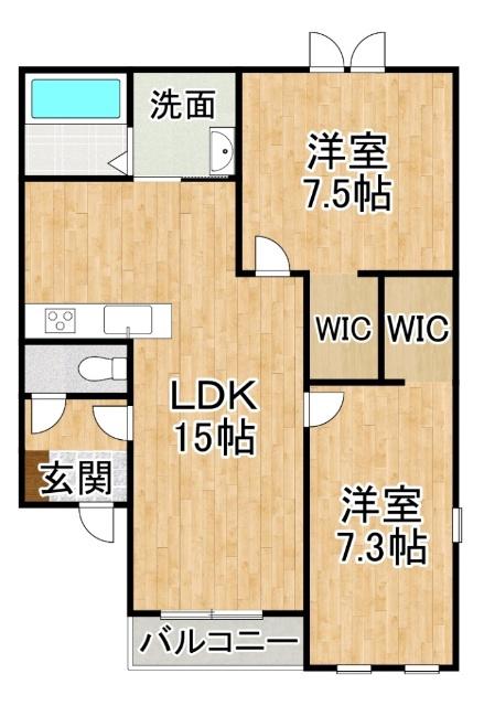 DOLCE ANITA I(2LDK/3階)の間取り写真