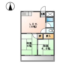 グリーンハイツ双葉(2DK/3階)の間取り写真