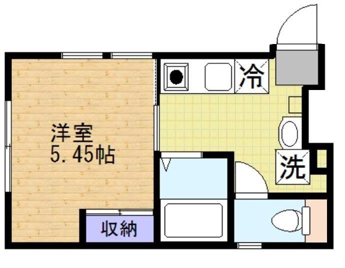 グラース(1K/1階)の間取り写真