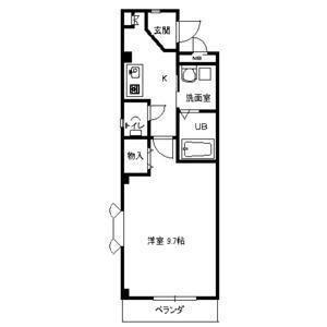 アンソレイエ(1K/1階)の間取り写真