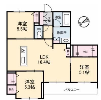 ファンコート堀越弐番館(3LDK/3階)の間取り写真