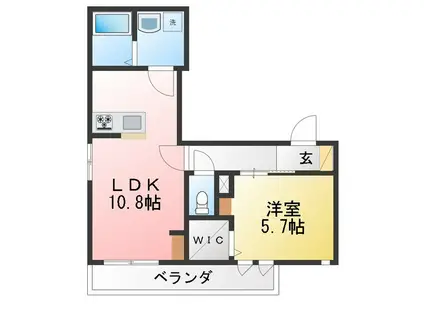 インフィールド元住吉祇園町(1LDK/3階)の間取り写真