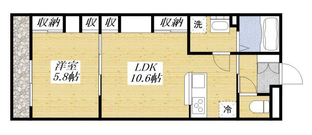 リブリ・I RAY(1LDK/1階)の間取り写真