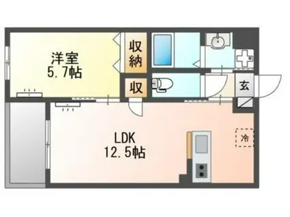 立川市一番町4丁目マンション(1LDK/1階)の間取り写真